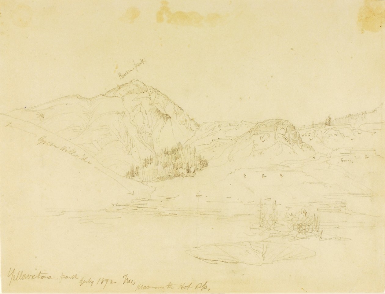 Parco di Yellowstone, Mammoth Hot Springs da Thomas Moran