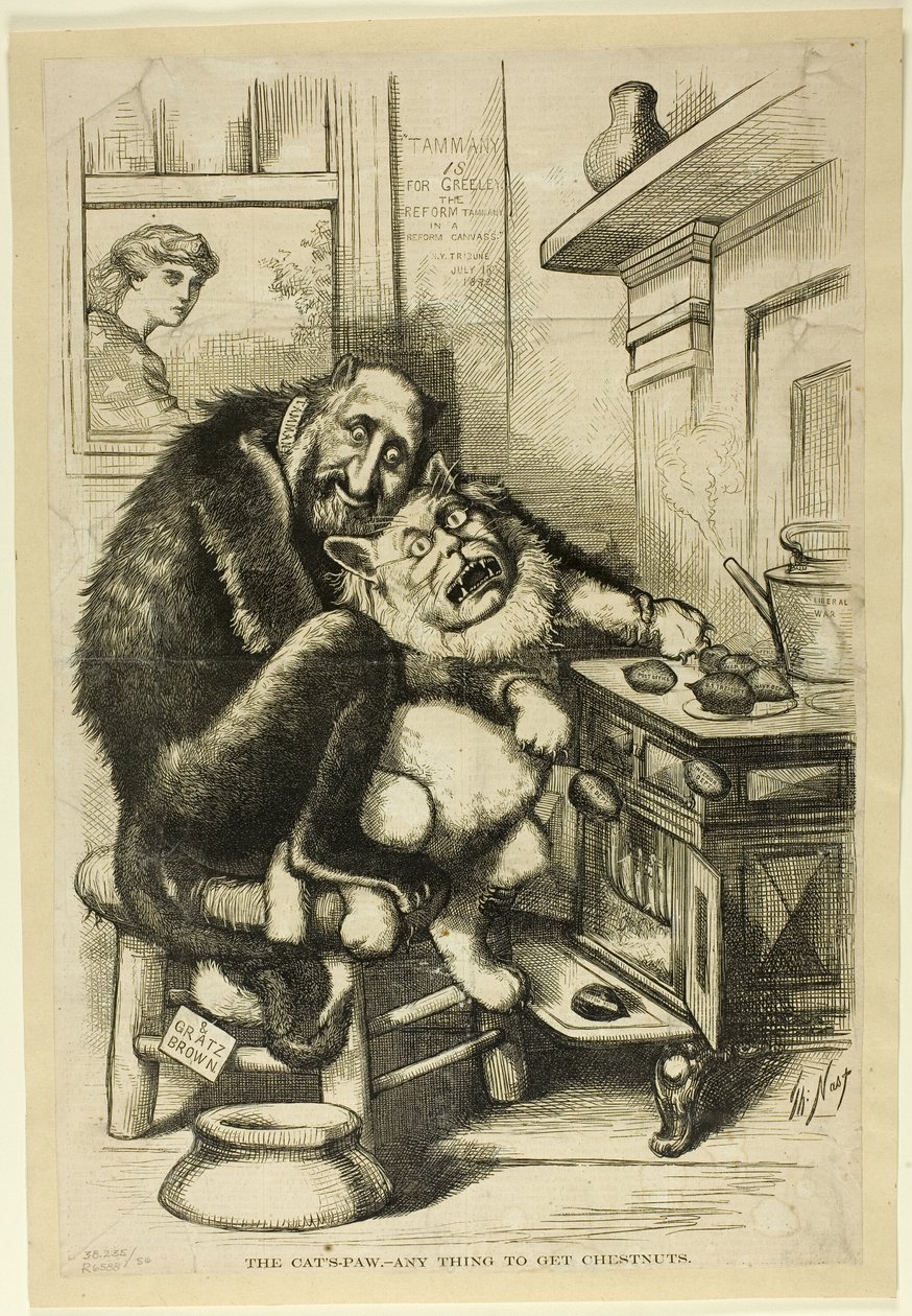 La zampa di gatto, qualsiasi cosa per ottenere le castagne da Thomas Nast