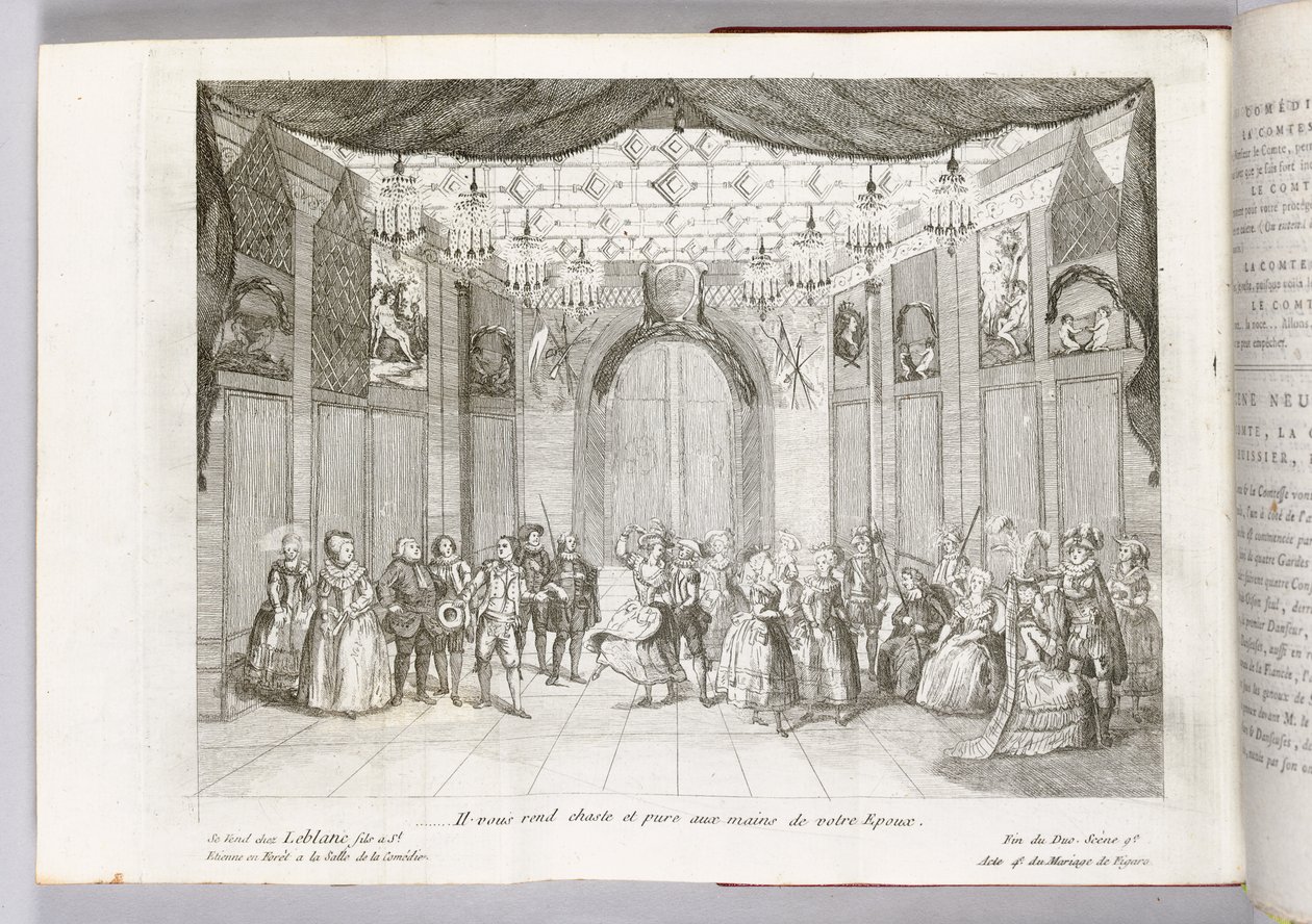 "Vi rende casti e puri nelle mani del vostro sposo", illustrazione da "Le nozze di Figaro" di Pierre Augustin Caron de Beaumarchais da Thomas Naudet