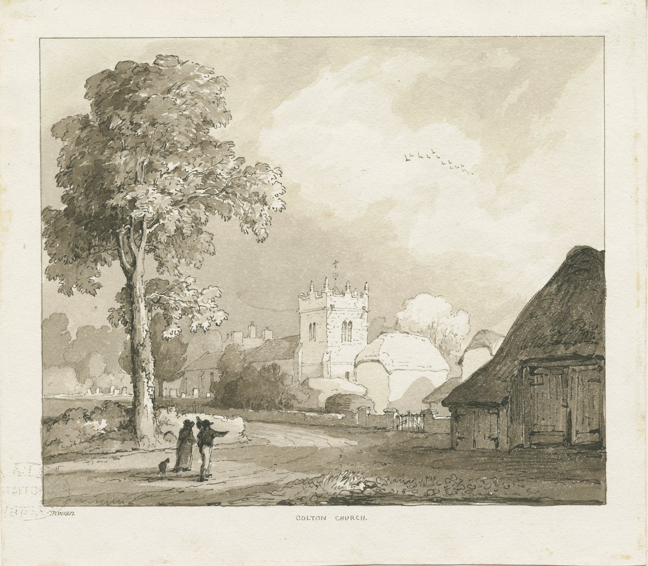 Chiesa di Colton: disegno a seppia da Thomas Peploe Wood