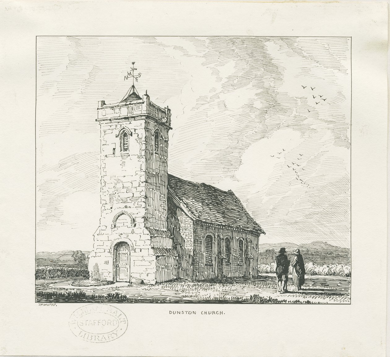 Chiesa di Dunston: disegno a penna da Thomas Peploe Wood