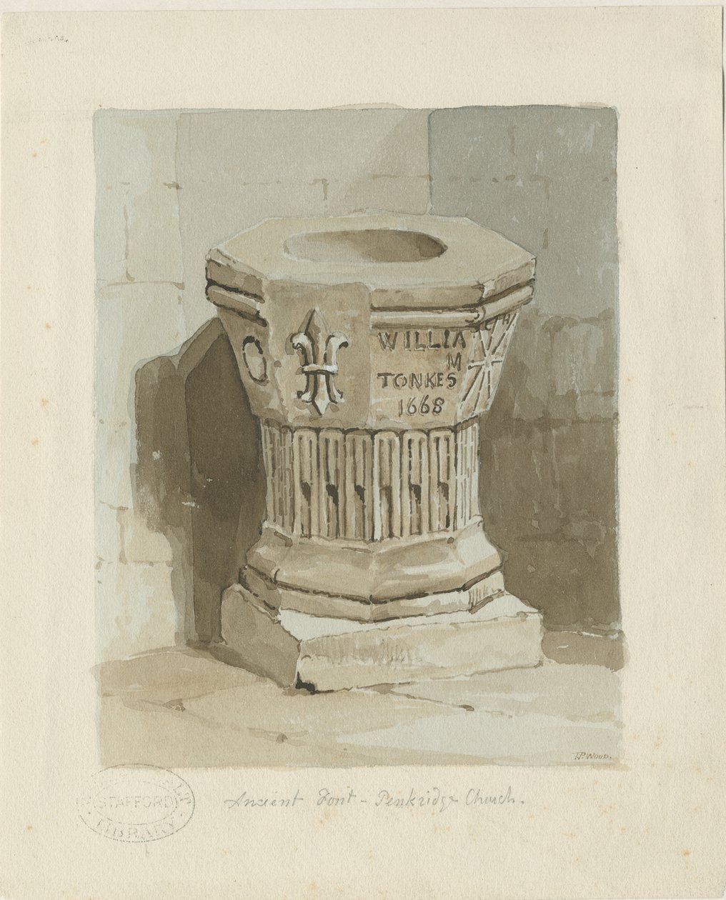 Fonte nella Chiesa di Penkridge da Thomas Peploe Wood