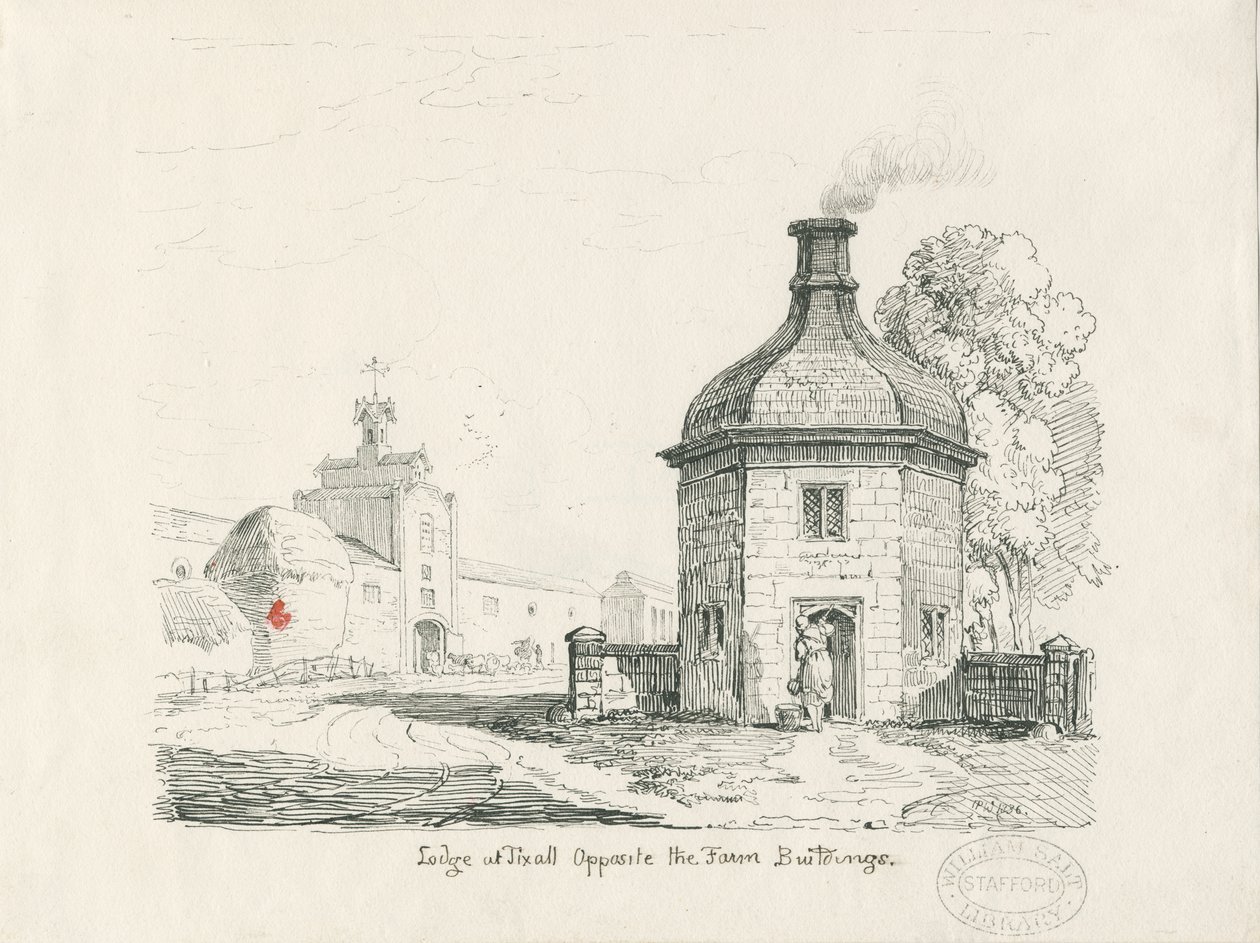 Tixall - Loggia: disegno a penna e inchiostro da Thomas Peploe Wood