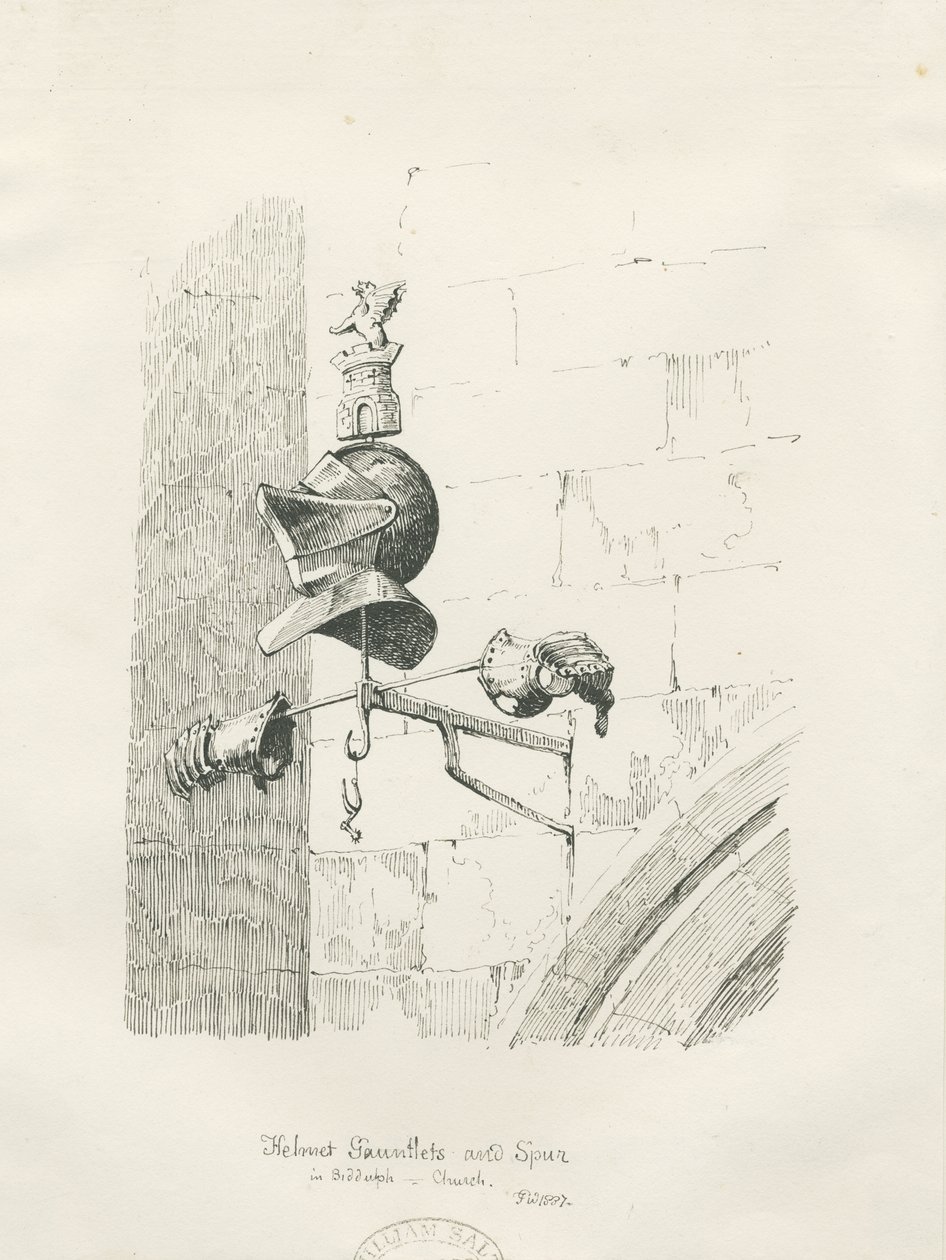 Tomba nella chiesa di Biddulph - William Bowyer: disegno a penna e inchiostro da Thomas Peploe Wood