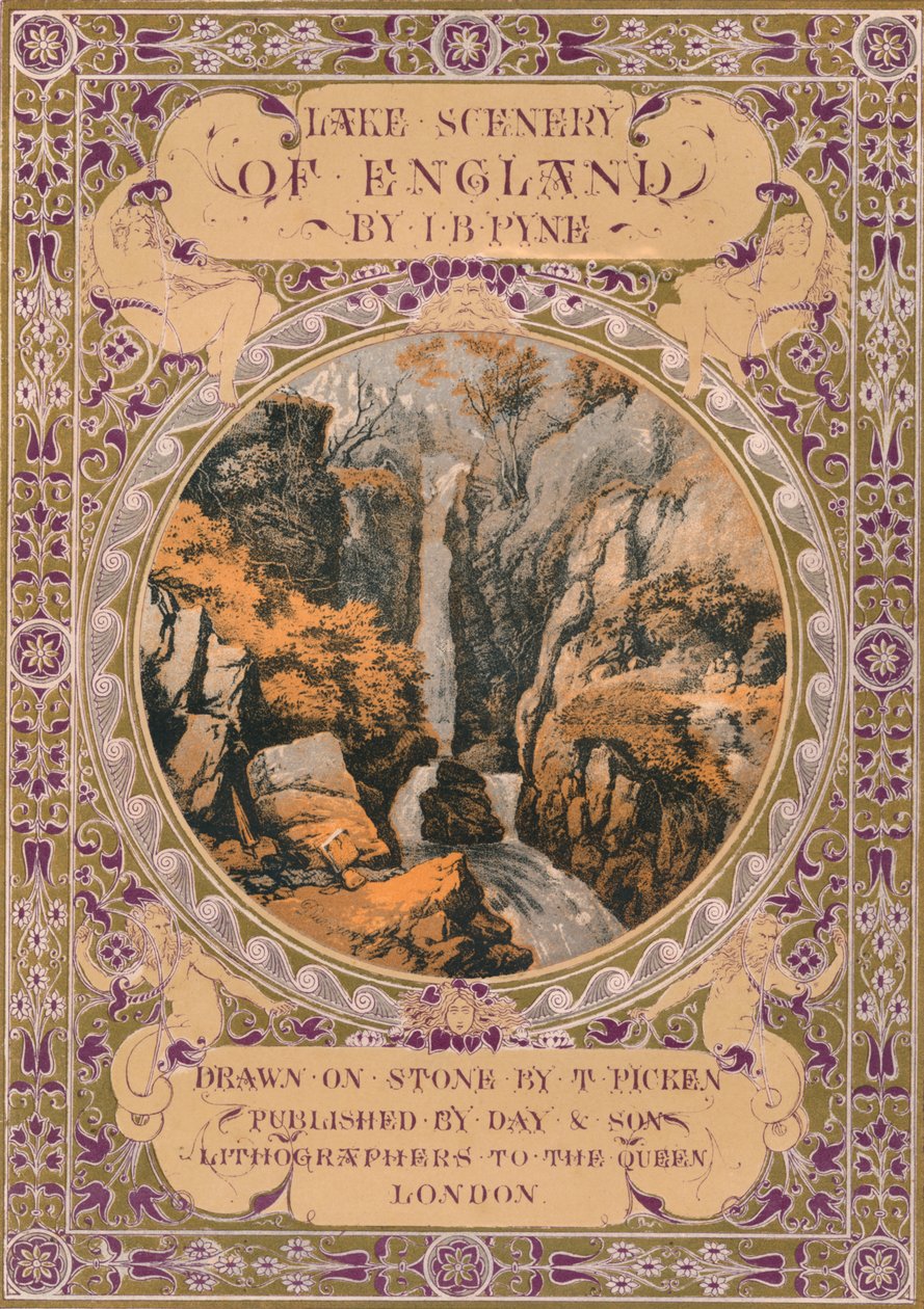 Frontespizio a Lake Scenery of England di J. B. Pyne, 1850s da Thomas Picken