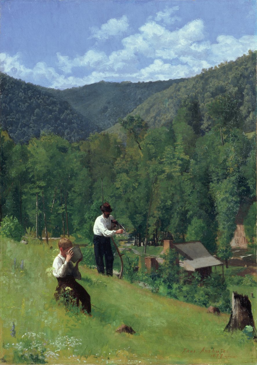 Il contadino e suo figlio durante la raccolta, 1879 da Thomas Pollock Anschutz
