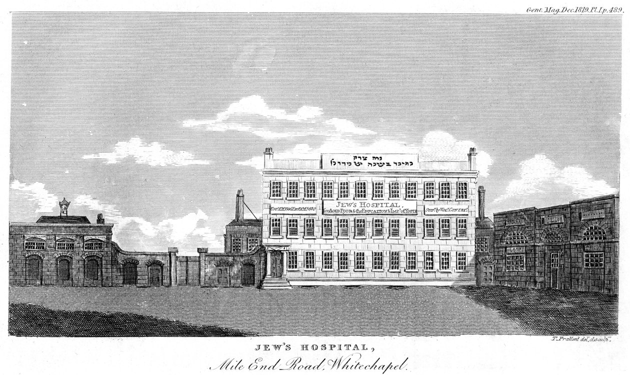 Ospedale ebraico, Mile End Road, Whitechapel, Londra, fine XVIII o inizio XIX secolo da Thomas Prattent