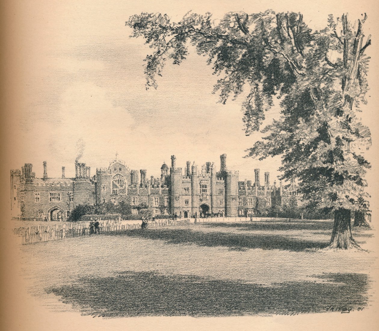 La facciata ovest di Hampton Court Palace, 1902 da Thomas Robert Way
