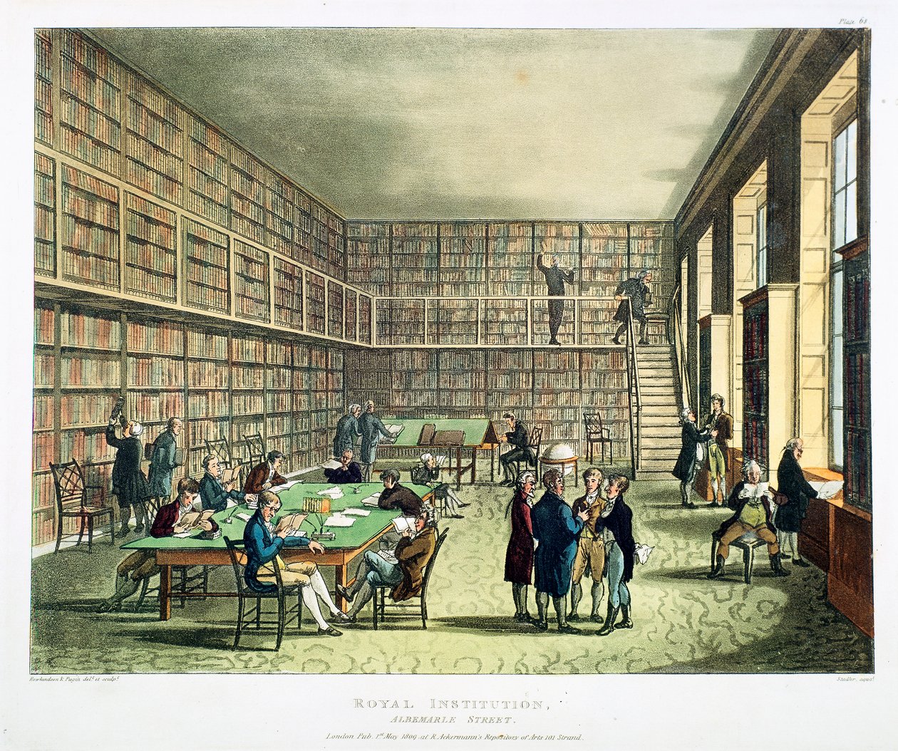 Biblioteca della Royal Institution, Albermarle Street, Londra da Thomas Rowlandson, Augustus Charles Pugin