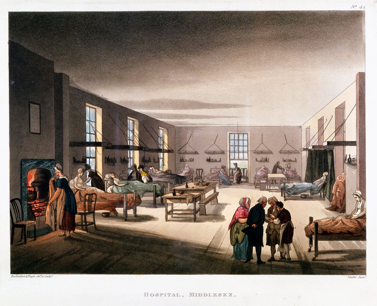 Reparto femminile del Middlesex Hospital, Londra da Thomas Rowlandson, Augustus Charles Pugin