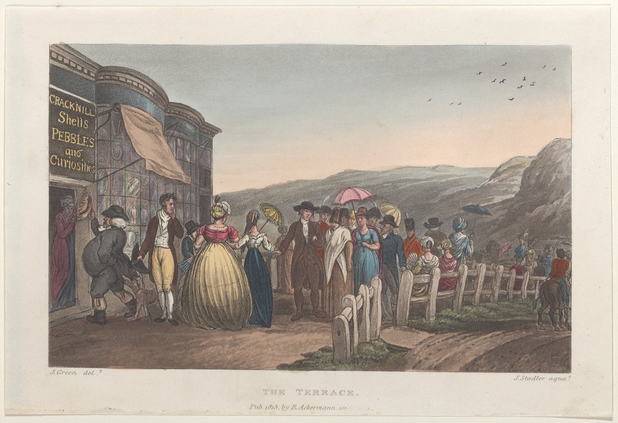 La terrazza, da Poetical Sketches of Scarborough, 1813 da Thomas Rowlandson, Joseph Constantine Stadler, J. Bluck