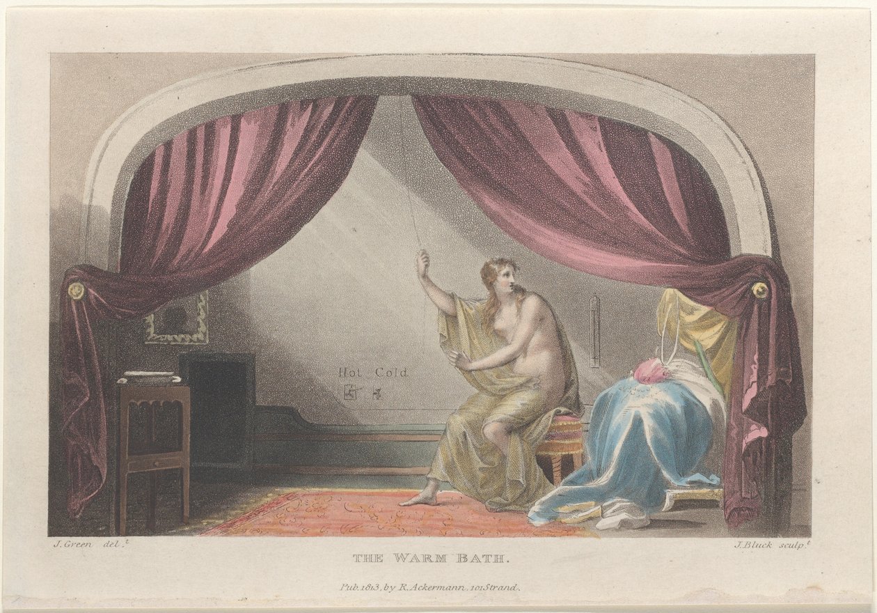 Il bagno caldo, da Schizzi poetici di Scarborough, 1813 da Thomas Rowlandson, Joseph Constantine Stadler, J. Bluck