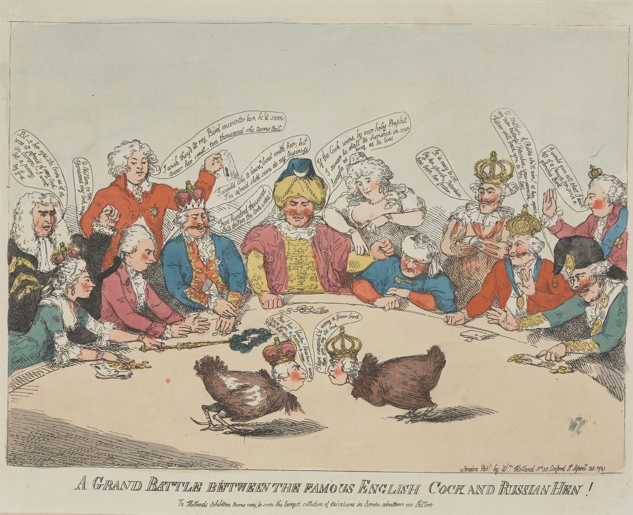 (La) Grande battaglia tra il famoso gallo inglese e la gallina russa! da Thomas Rowlandson