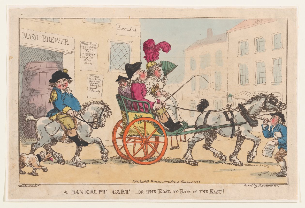 Un carro fallito, o La strada verso la rovina in Oriente! da Thomas Rowlandson