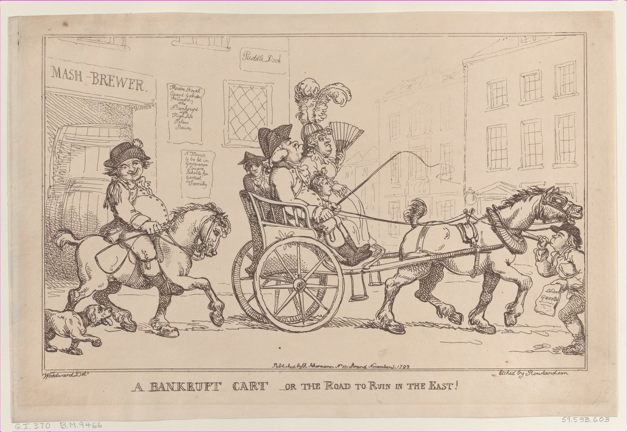 Un carro fallito, o La strada per la rovina in Oriente!, 5 novembre 1799 da Thomas Rowlandson
