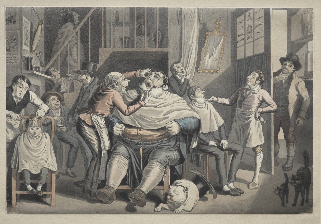 Un negozio di barbiere da Thomas Rowlandson