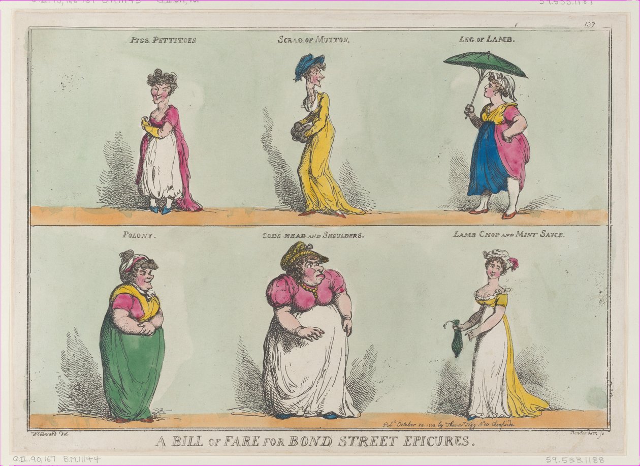 Un menù per gli epicurei di Bond Street!! da Thomas Rowlandson