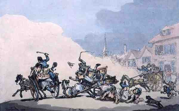 Una Gara di Carri, pub. da William Holland da Thomas Rowlandson