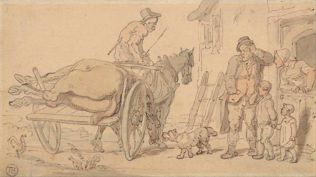Un cavallo morto su un carro di macellazione da Thomas Rowlandson