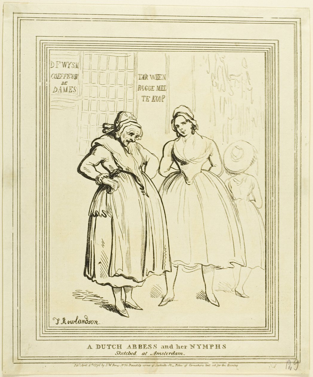 Una badessa olandese e le sue ninfe disegnate ad Amsterdam da Thomas Rowlandson