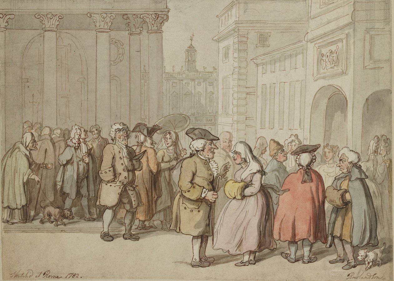 Un gruppo disegnato a Roma da Thomas Rowlandson
