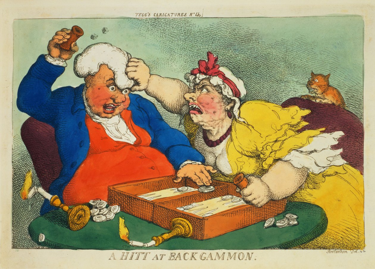 Una partita a backgammon da Thomas Rowlandson