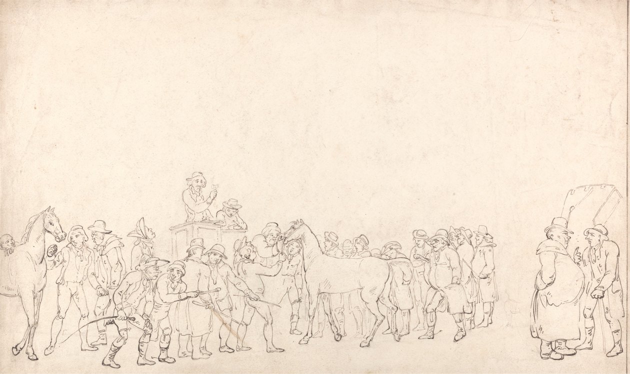 Una vendita di cavalli presso l’Hopkins’s Repository (Schema) da Thomas Rowlandson
