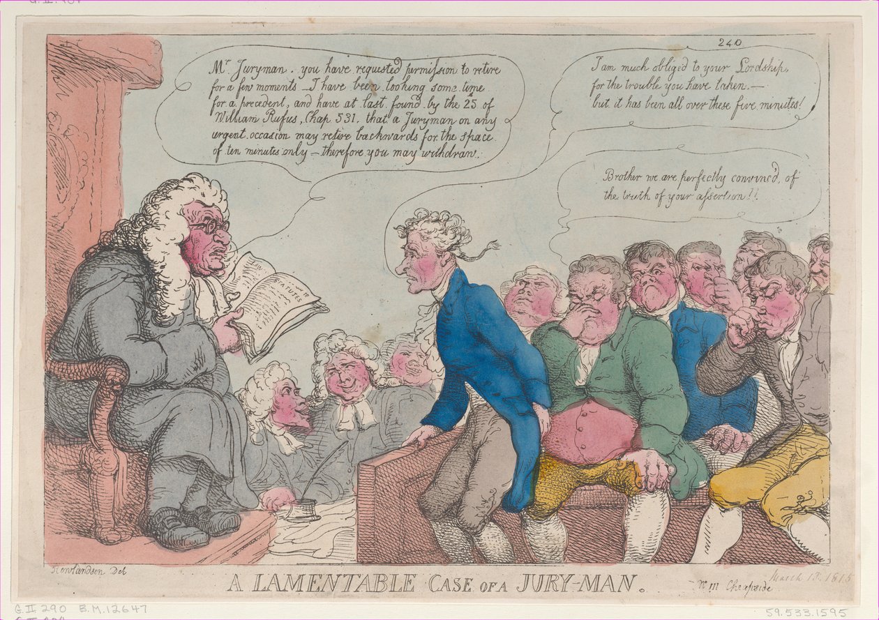Un caso lamentabile di un giurato, 10 marzo 1815 da Thomas Rowlandson