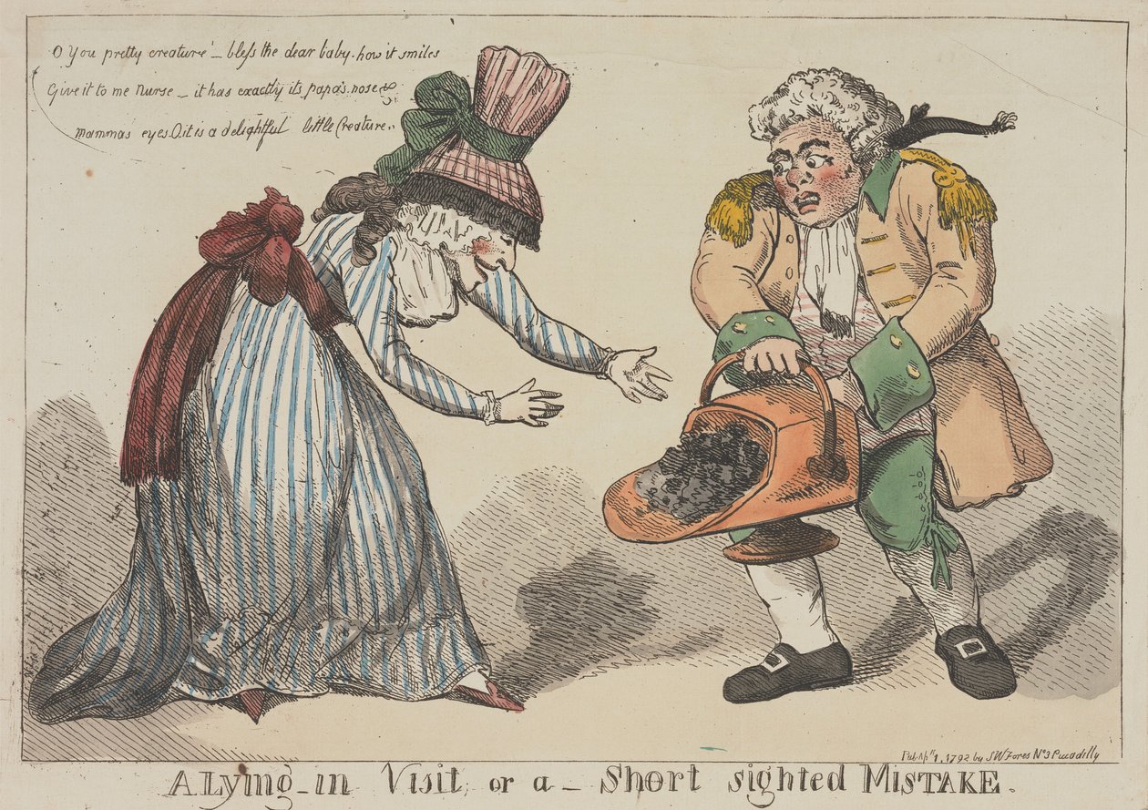 Una visita post-parto, o un errore dettato dalla miopia da Thomas Rowlandson