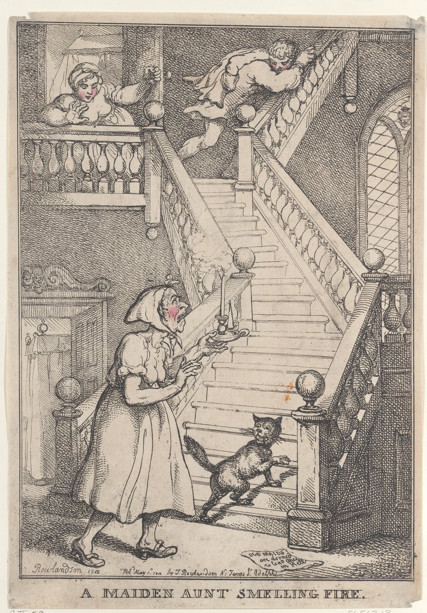 Una zia nubile che sente odore di fuoco da Thomas Rowlandson