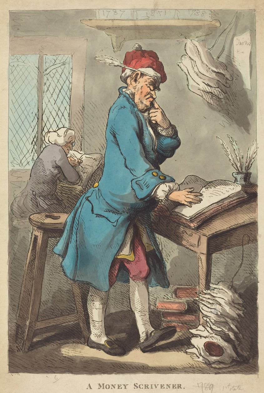 Un "Money Scrivener" da Thomas Rowlandson