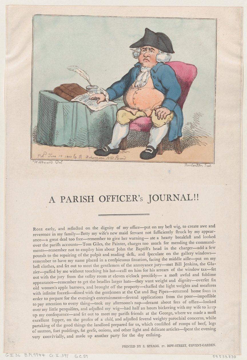 Diario di un ufficiale parrocchiale!! da Thomas Rowlandson
