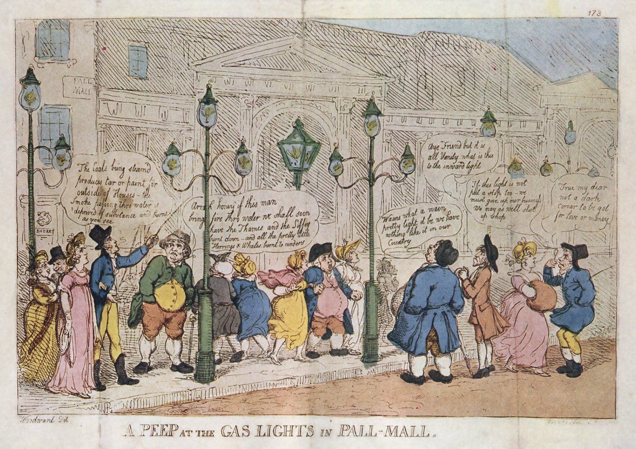 Uno sguardo alle luci a gas di Pall Mall Rowlandson 1809 da Thomas Rowlandson