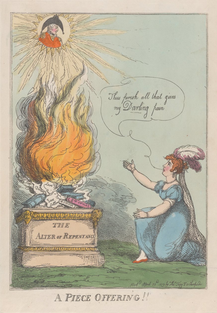 A Piece Offering!! Memoirs, Life, Letters &c. of M. A. Clarke, 22 aprile 1809 da Thomas Rowlandson
