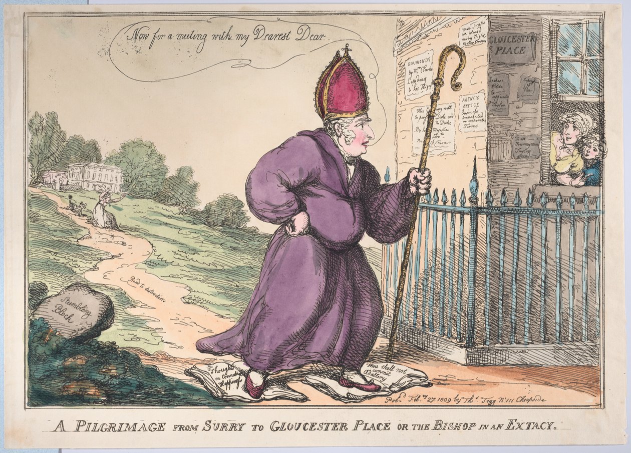 Un pellegrinaggio da Surry a Gloucester Place o il vescovo in estasi, 27 febbraio 1809 da Thomas Rowlandson