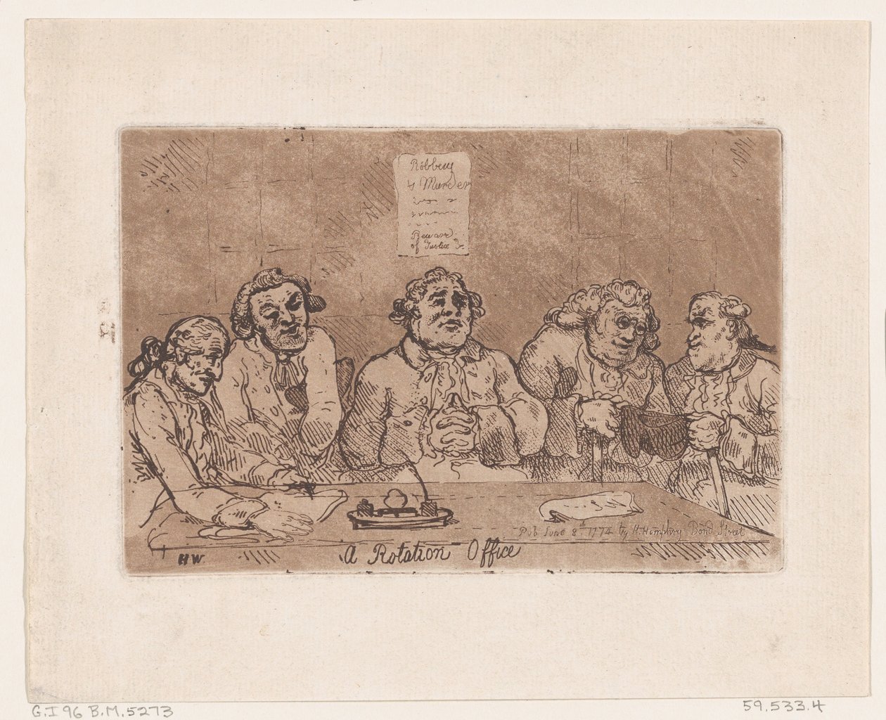 Un ufficio di rotazione, 8 giugno 1774 da Thomas Rowlandson