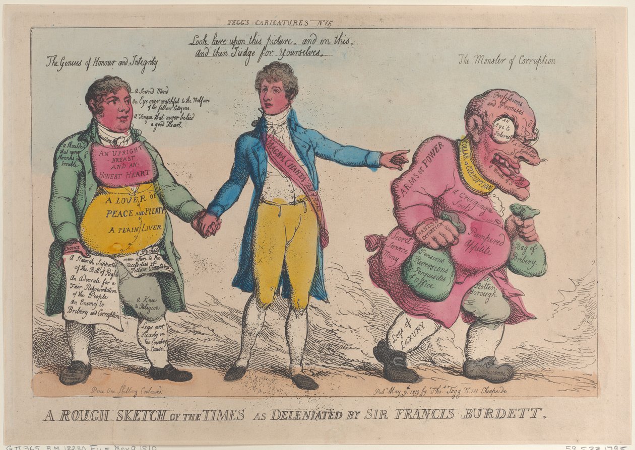 Uno schizzo approssimativo dei tempi delineato da Sir Francis Burdett da Thomas Rowlandson