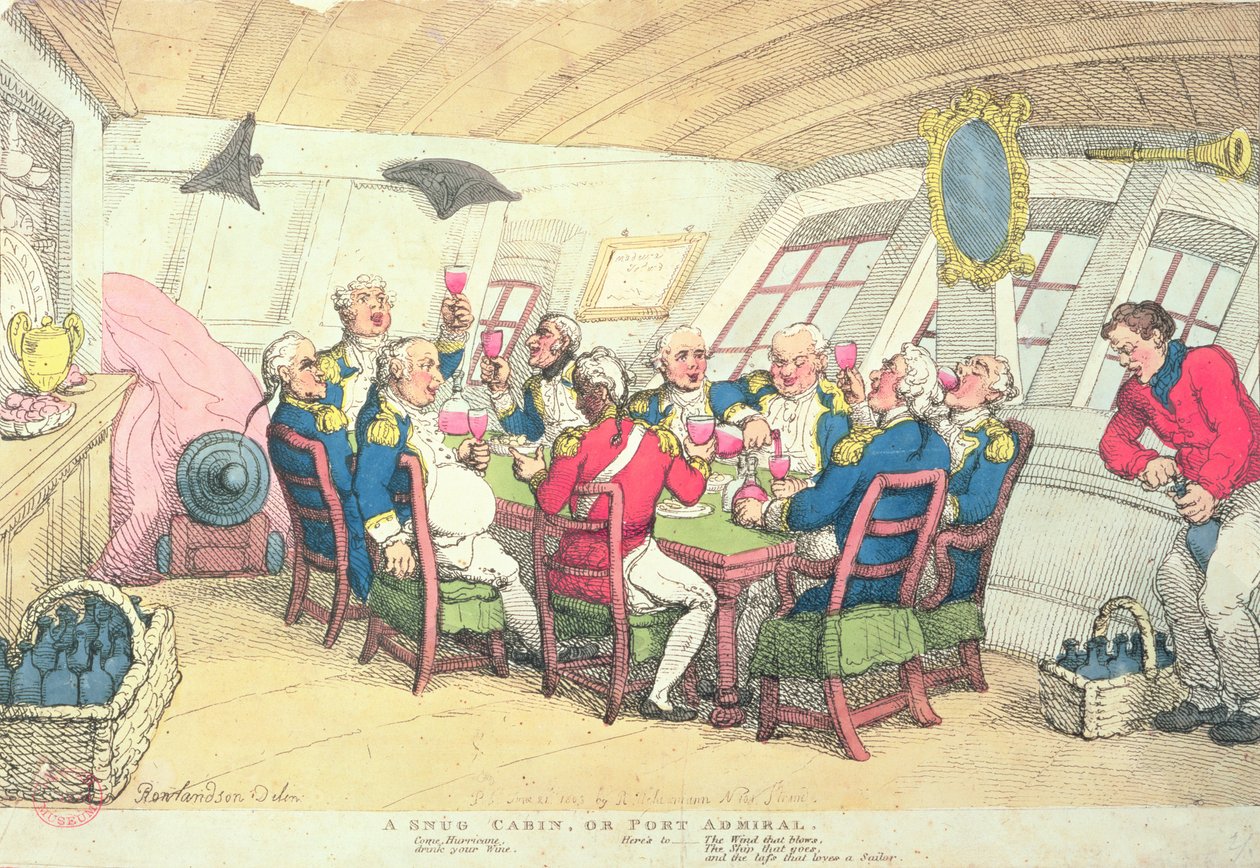 Una cabina accogliente o Ammiraglio del Porto (incisione colorata) da Thomas Rowlandson