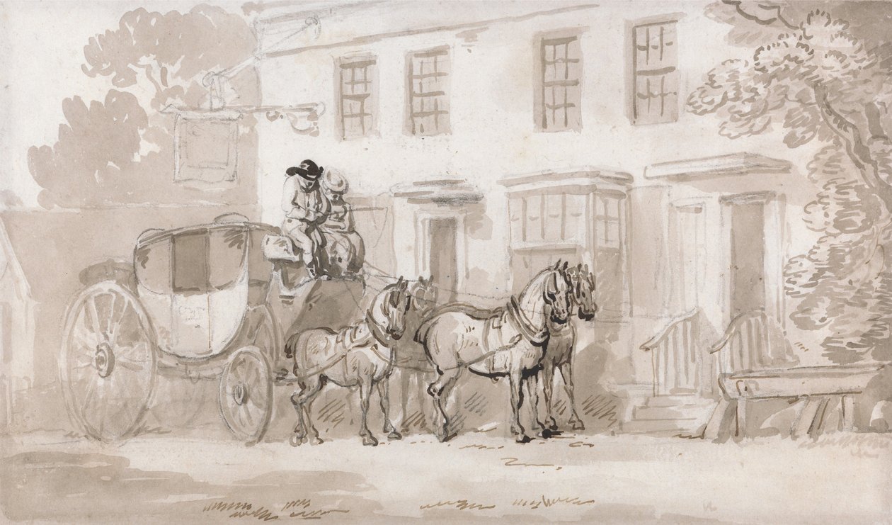 Una diligenza davanti all’ingresso di una locanda da Thomas Rowlandson