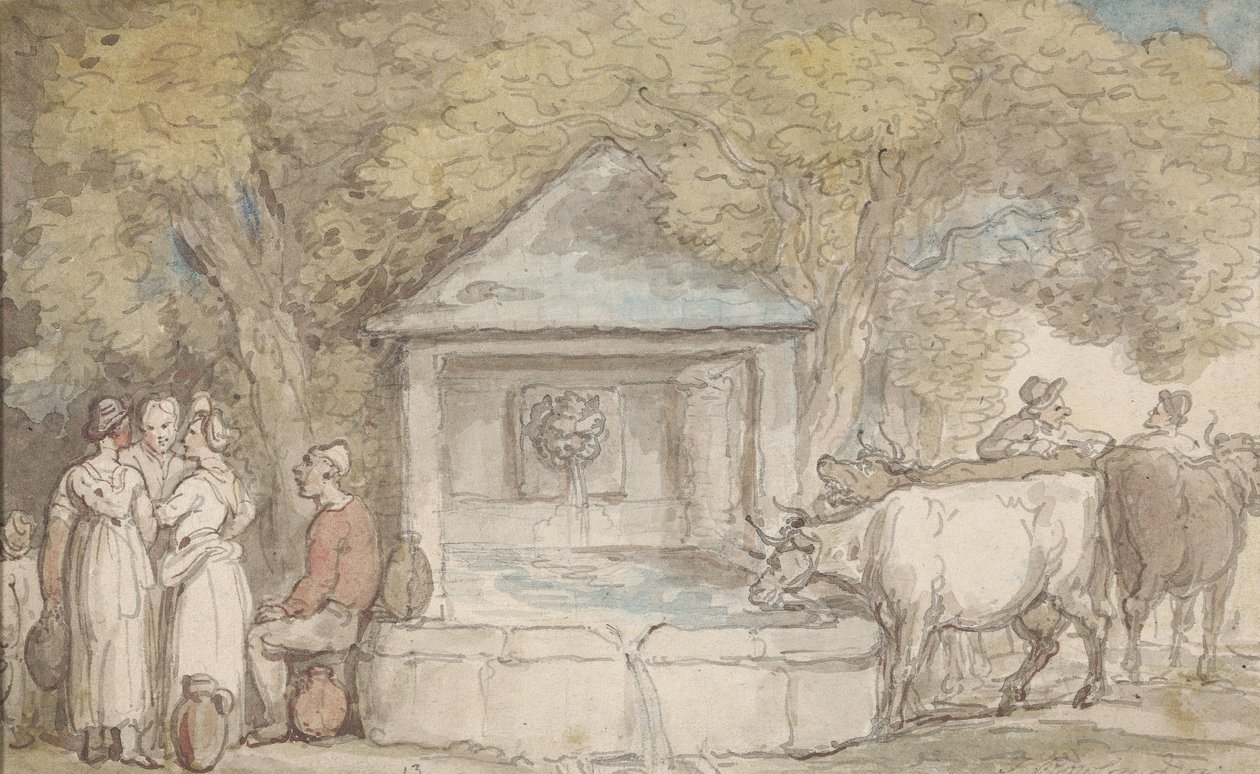 Una fontana di paese da Thomas Rowlandson