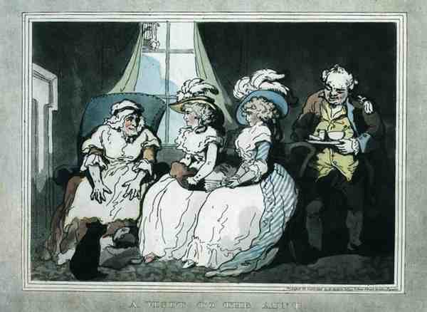 "Una visita alla zia", acquaforte di Francis Jukes, pub. da E. Jackson da Thomas Rowlandson