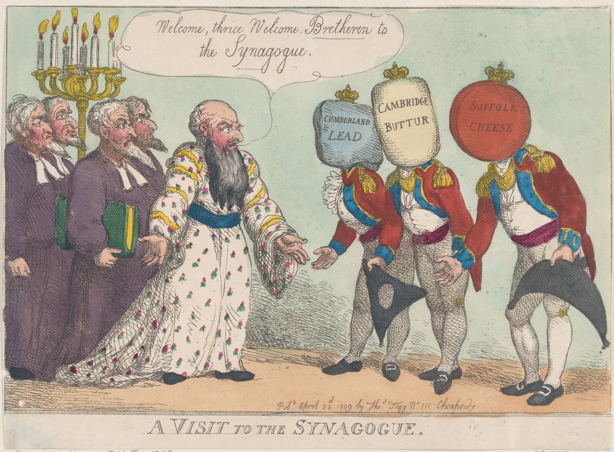 Una visita alla sinagoga, 28 aprile 1809 da Thomas Rowlandson