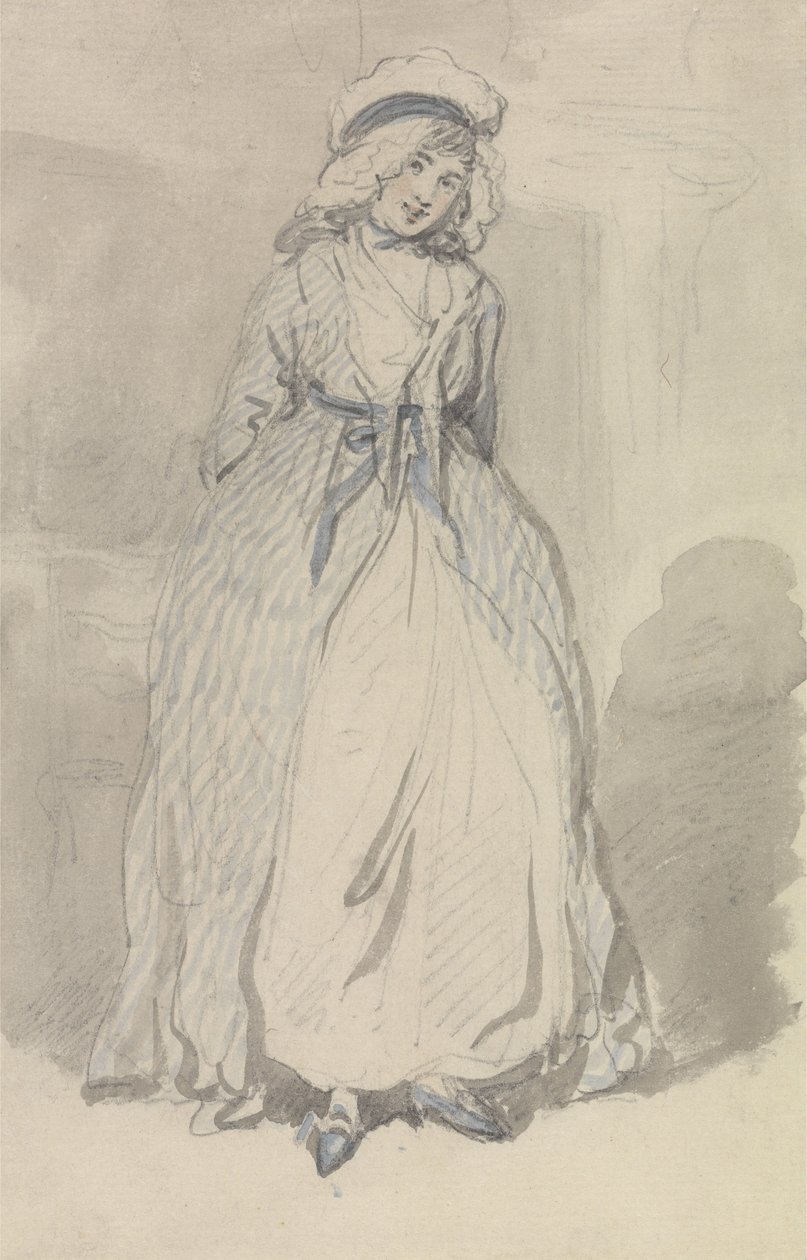 Una ragazza con un vestito a righe blu da Thomas Rowlandson