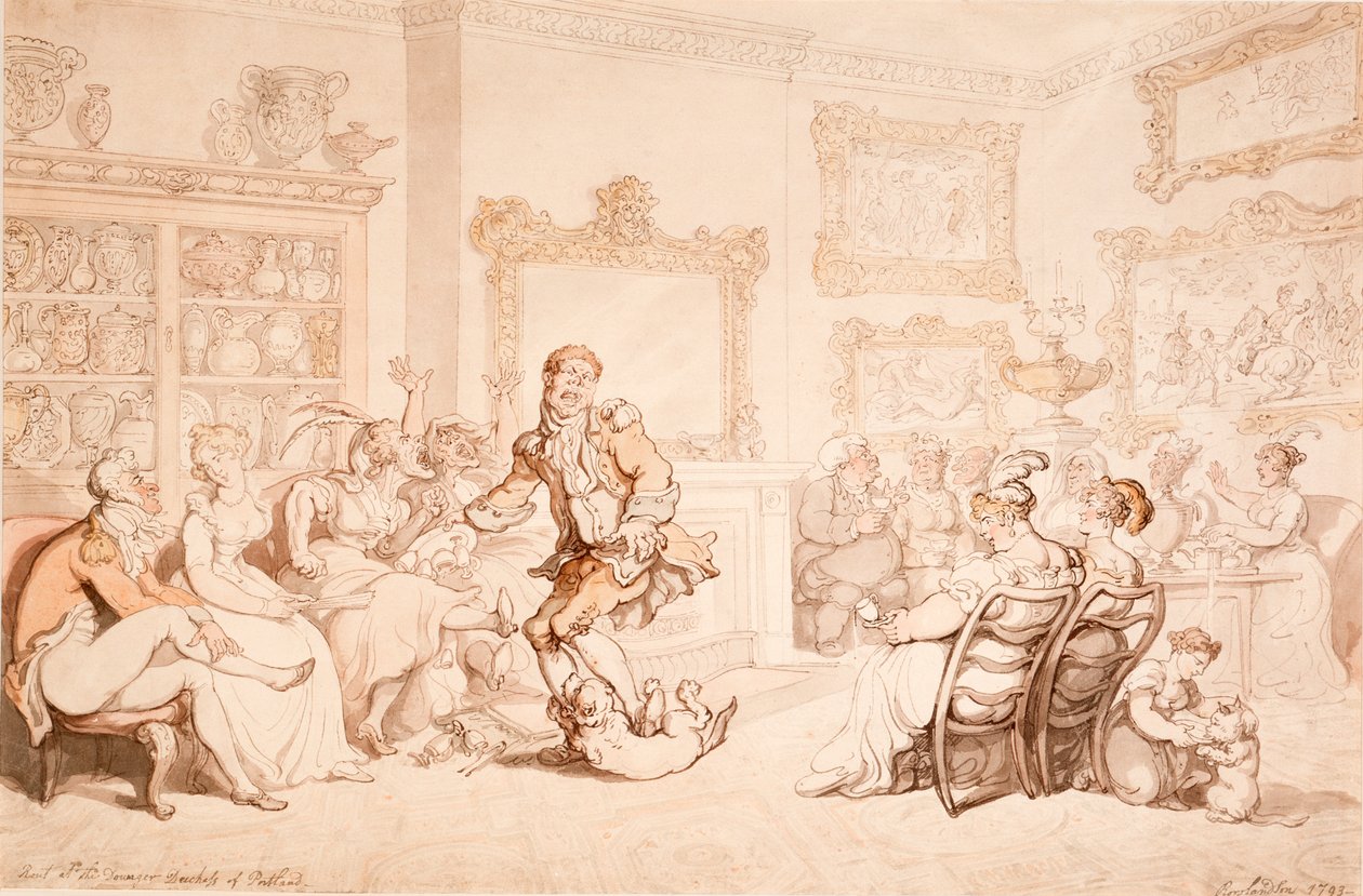 Una ricezione dalla duchessa vedova di Portland, 1703 da Thomas Rowlandson