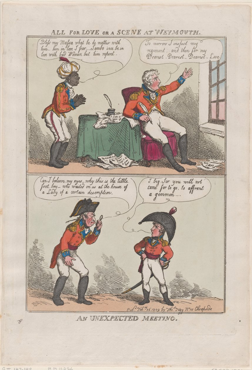 Tutto per amore o una scena a Weymouth, un incontro inaspettato da Thomas Rowlandson