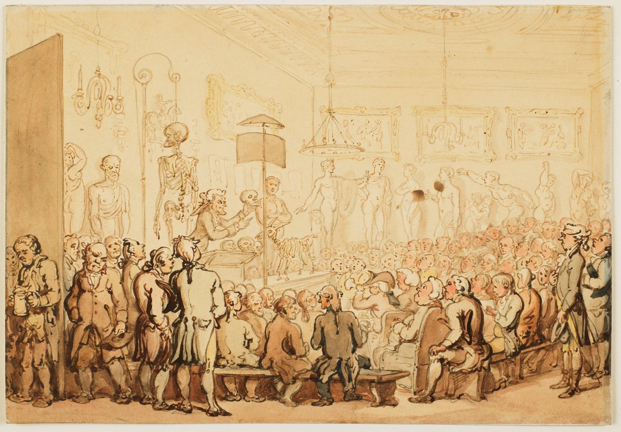 Una lezione di anatomia alla Royal Academy of Arts da Thomas Rowlandson