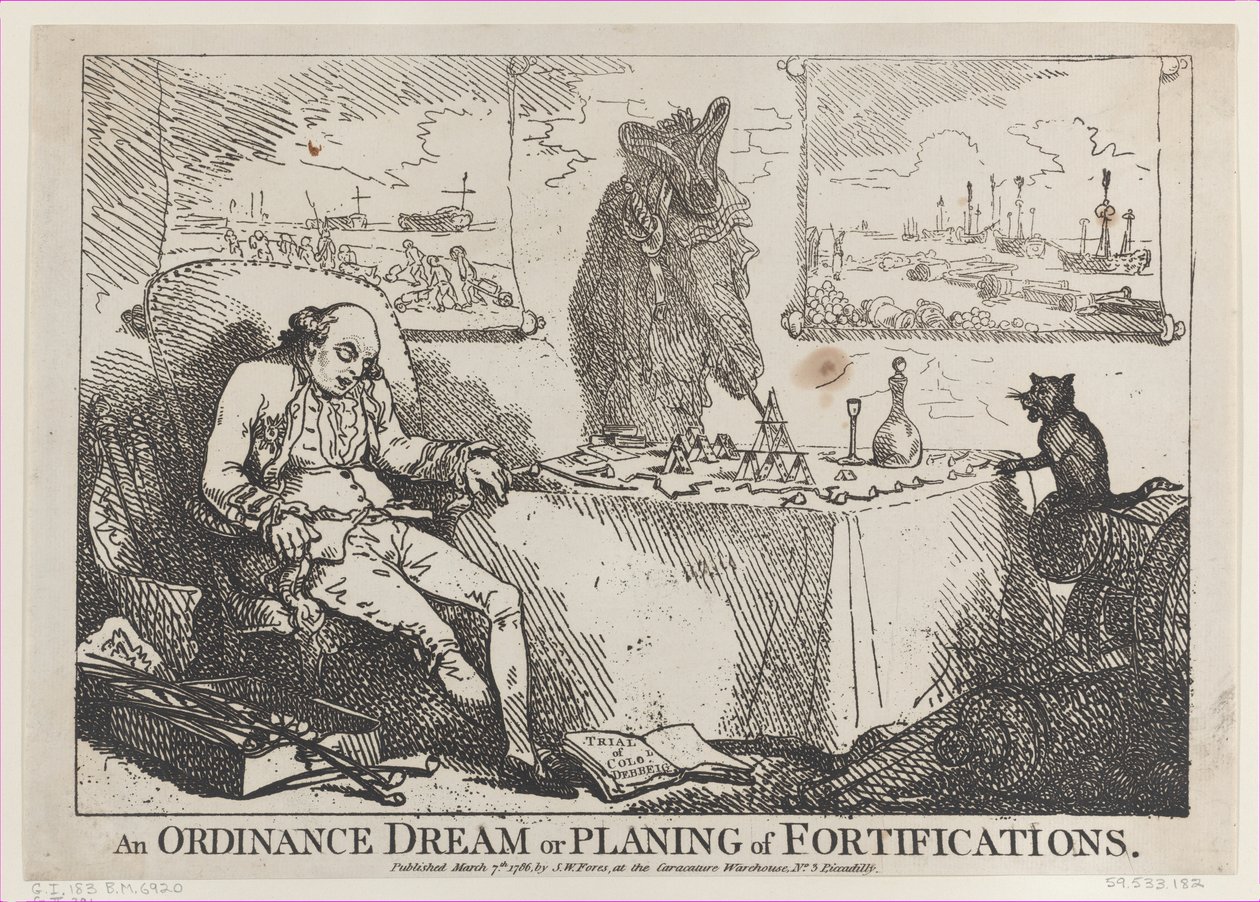 Un sogno di ordinanza o pianificazione di fortificazioni, 7 marzo 1786 da Thomas Rowlandson