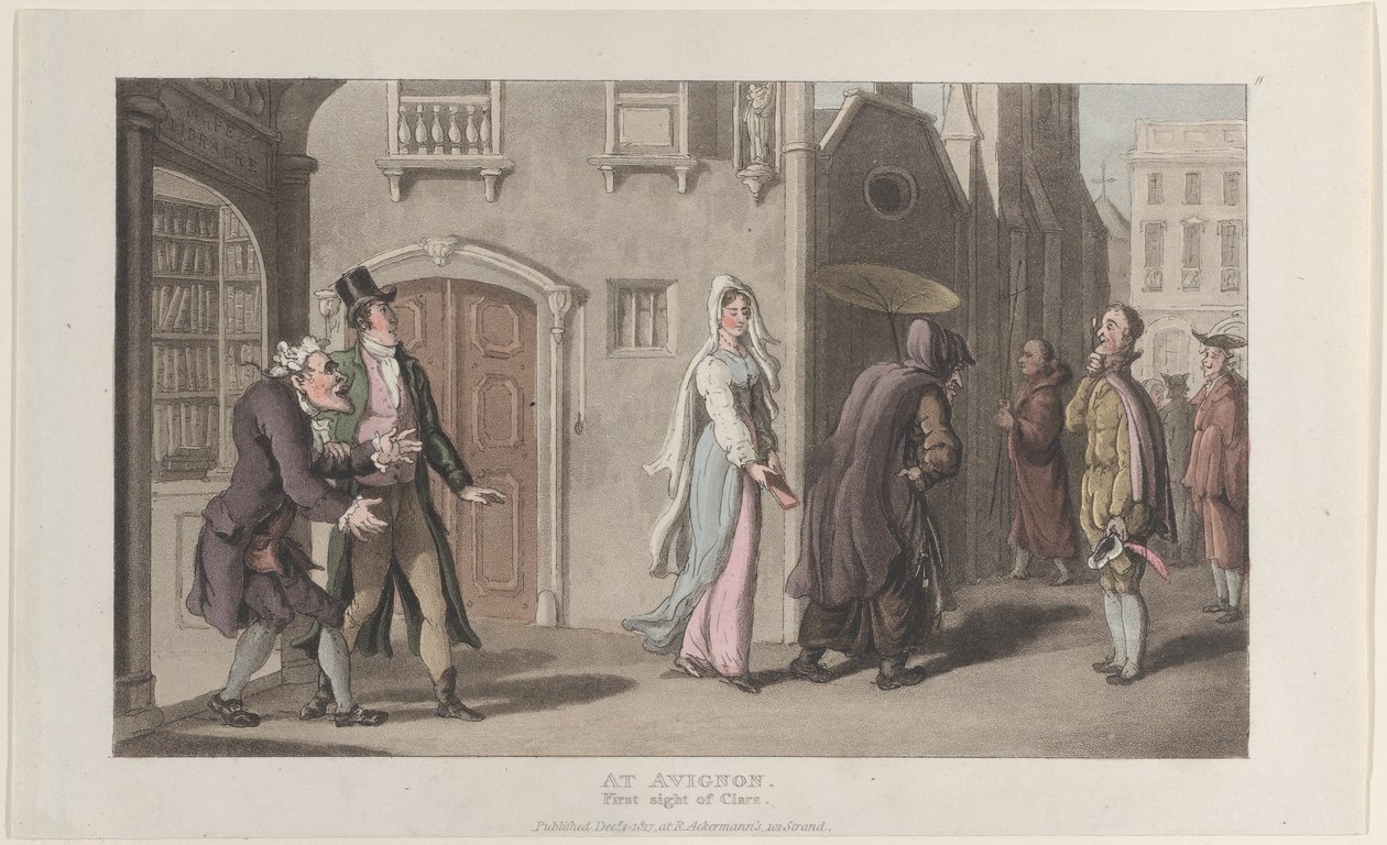 Ad Avignone, Prima Vista di Clara, dal Journal of Sentimental Travels, 1 dicembre 1817 da Thomas Rowlandson