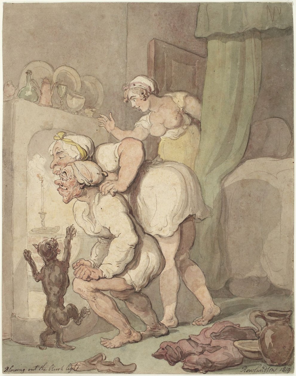 Spegnere la candela a petrolio da Thomas Rowlandson