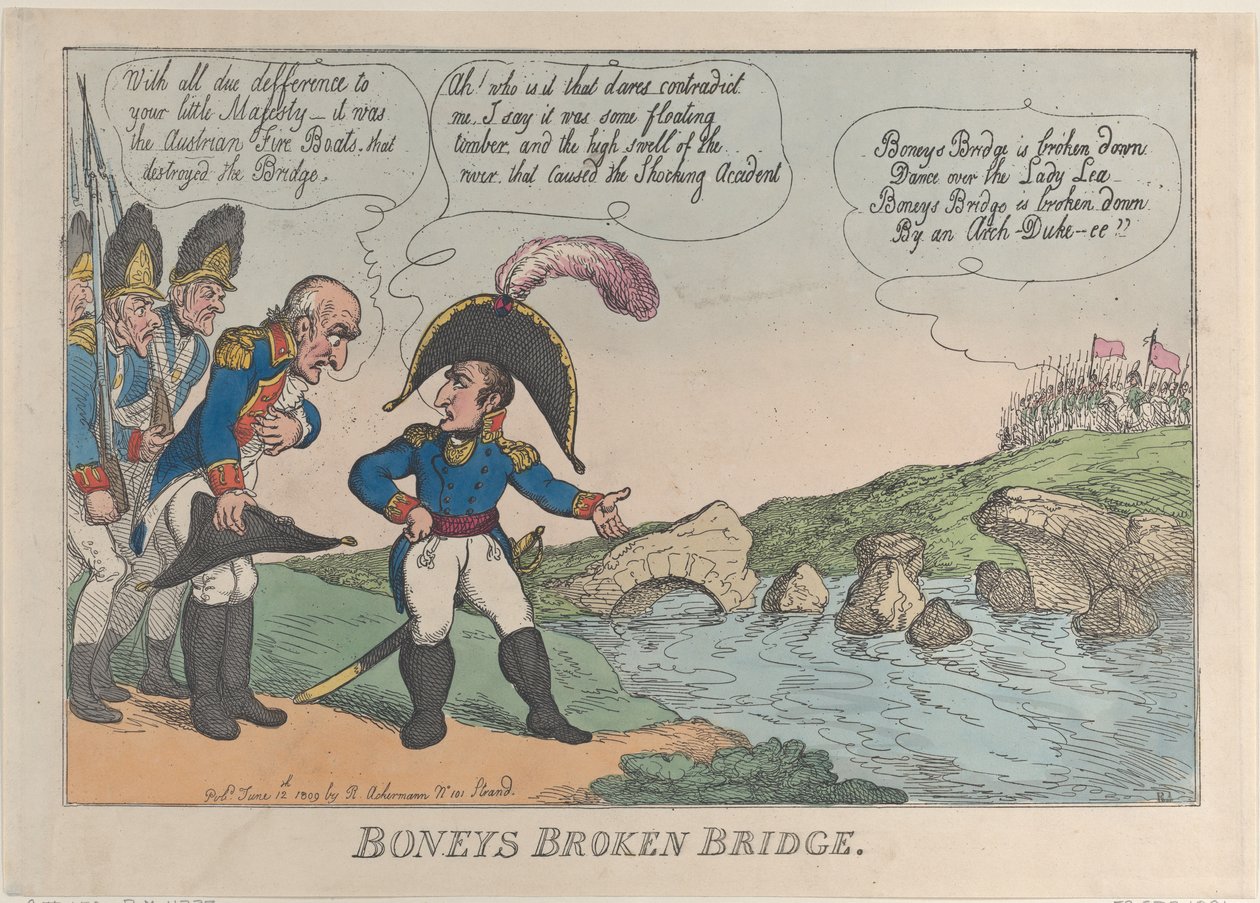 Il ponte rotto di Boney, 12 giugno 1809 da Thomas Rowlandson